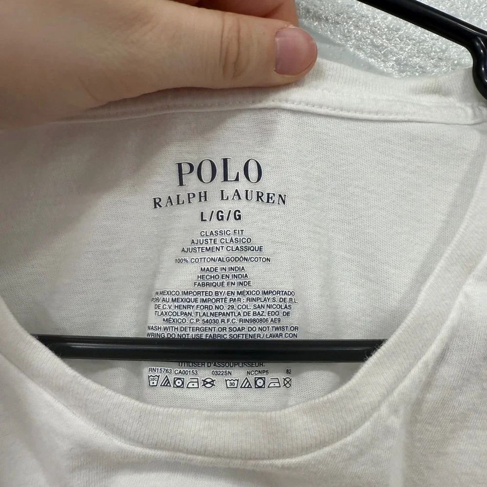 Polo Ralph Lauren Classic Fit White Crew Neck T Shirt‎ Men's L G G